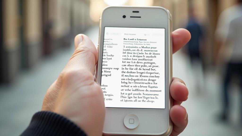 Campioni di font diversi visualizzati su schermo smartphone, testo italiano con accenti, leggibilità