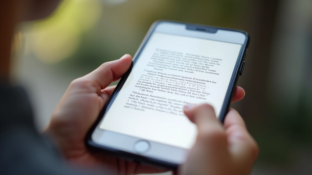 Schermo di smartphone con testo che dimostra una lettura ottimizzata su display Retina ad alta densità di pixel